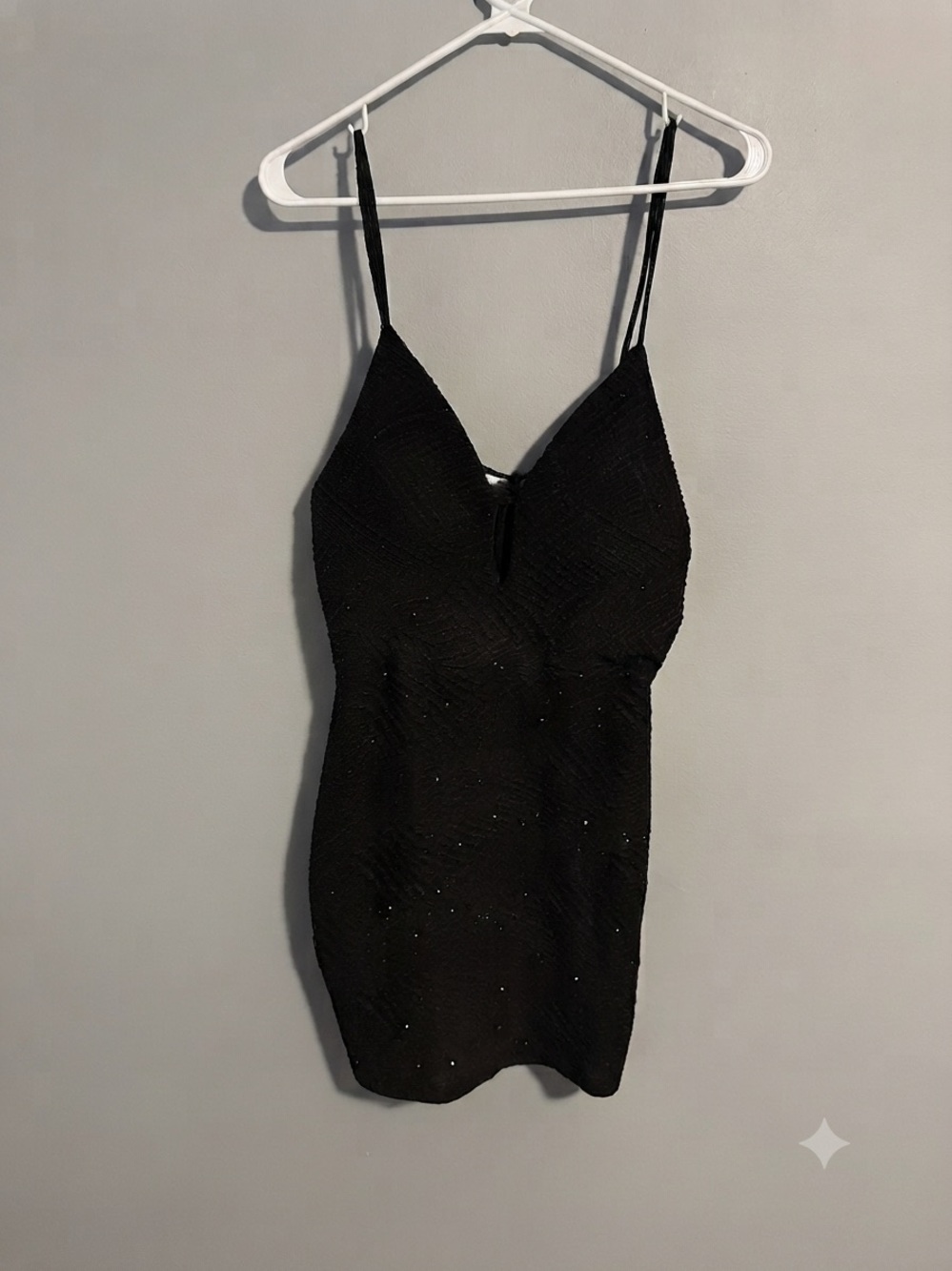 Charlotte Russe Black Sparkle Spaghetti Strap Mini Dress